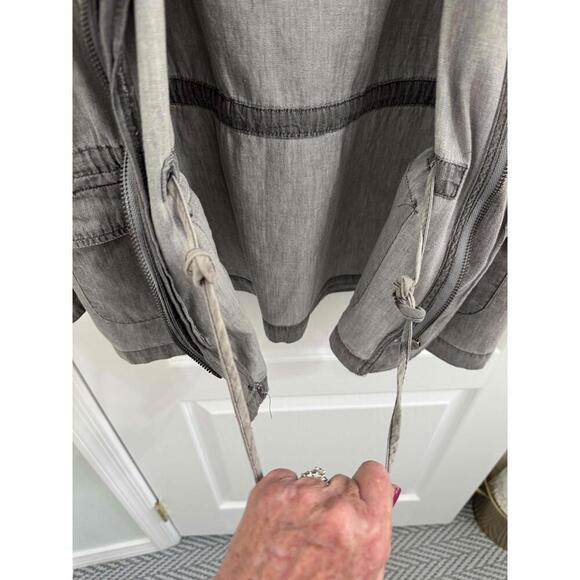 Ellison Gray Button Epaulettes Four Front Pockets Zipper Military Jacket L - Picture 5 of 9